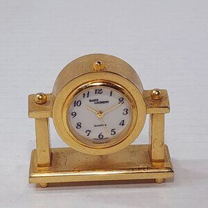 Vintage Saint Laurent Miniature Clock mini mantle style dollhouse gold brass